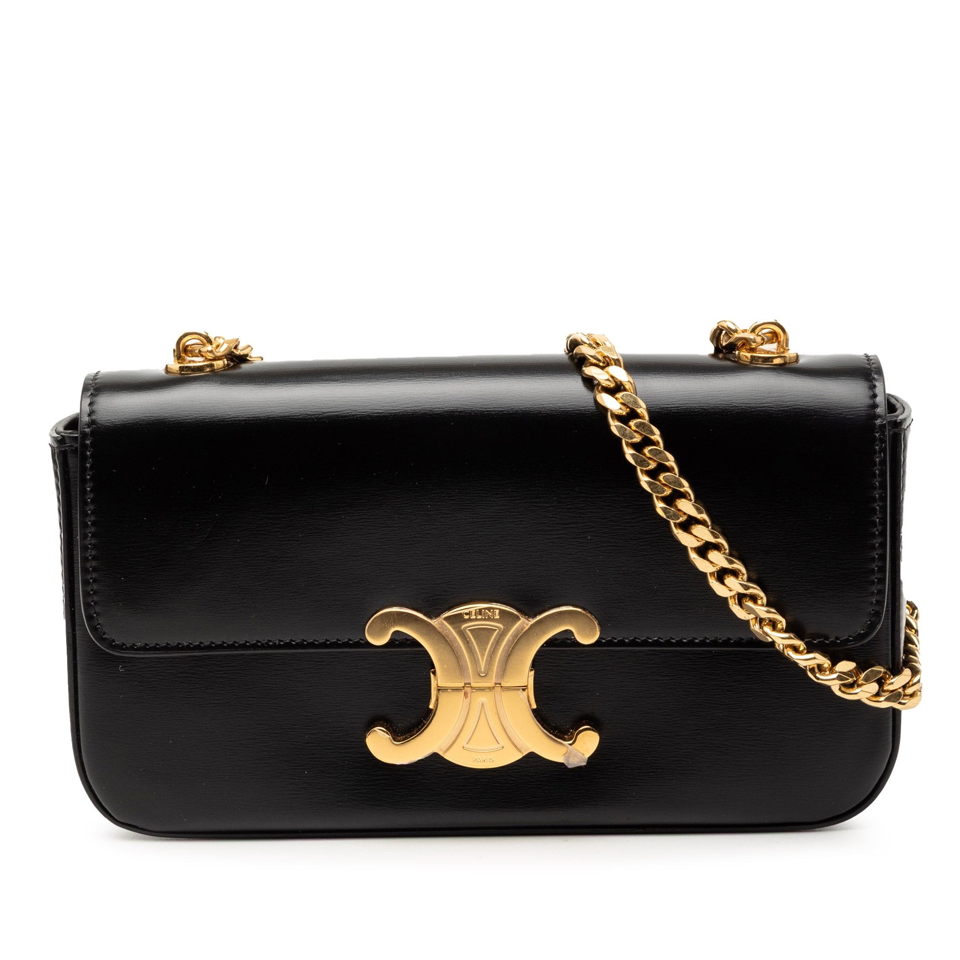 Celine Shiny Calfskin Claude Chain Shoulder Bag