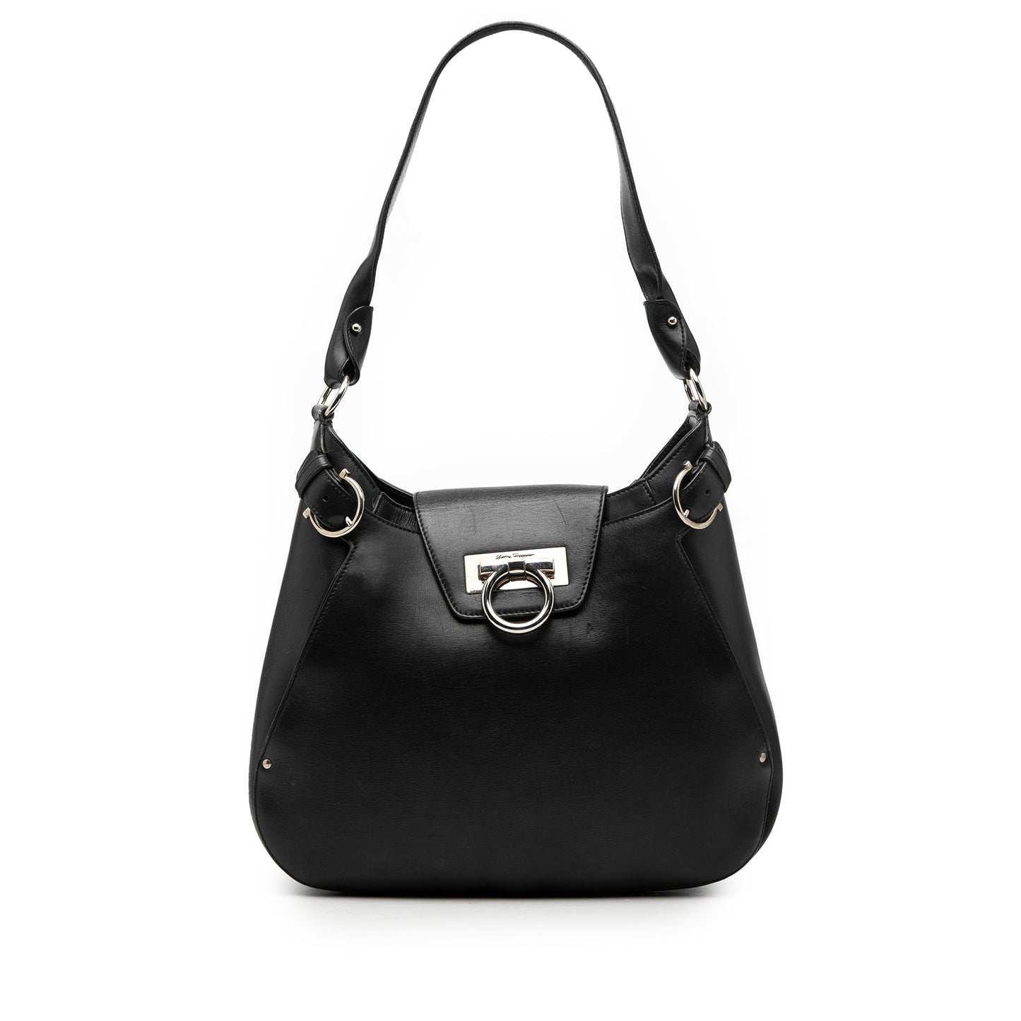 Leather Gancini Shoulder Bag