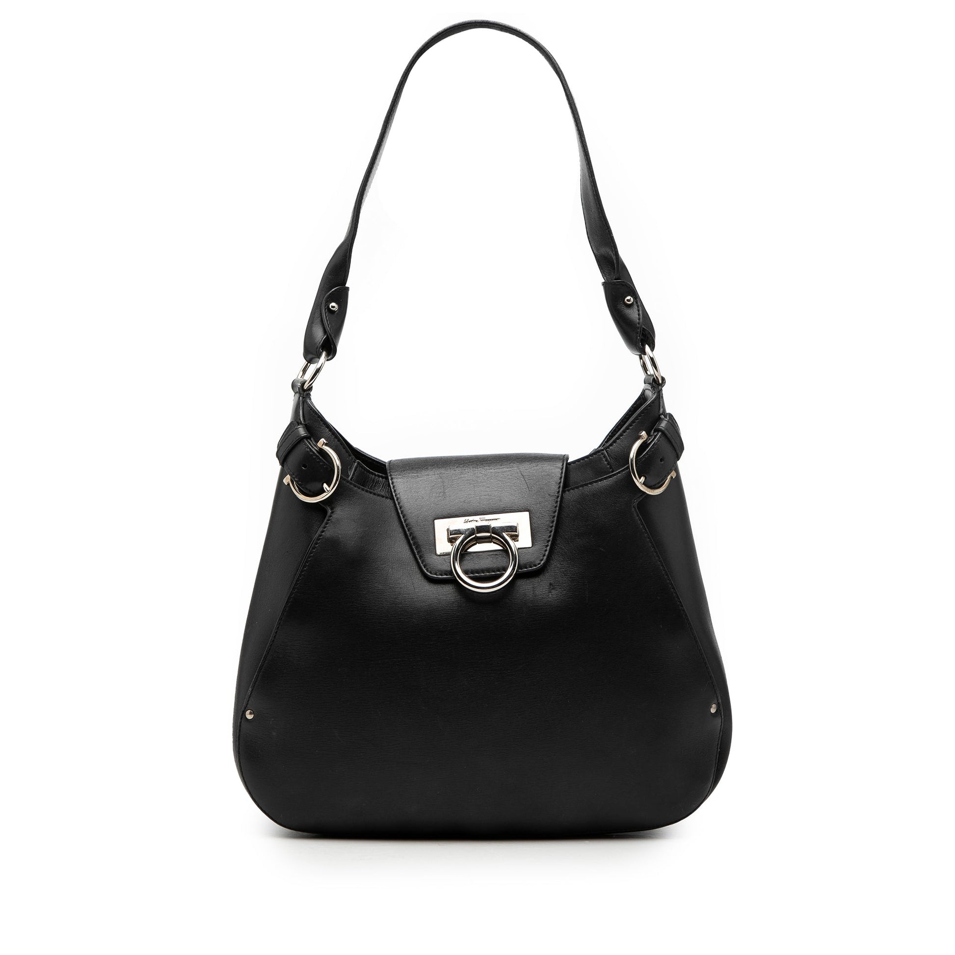 Leather Gancini Shoulder Bag