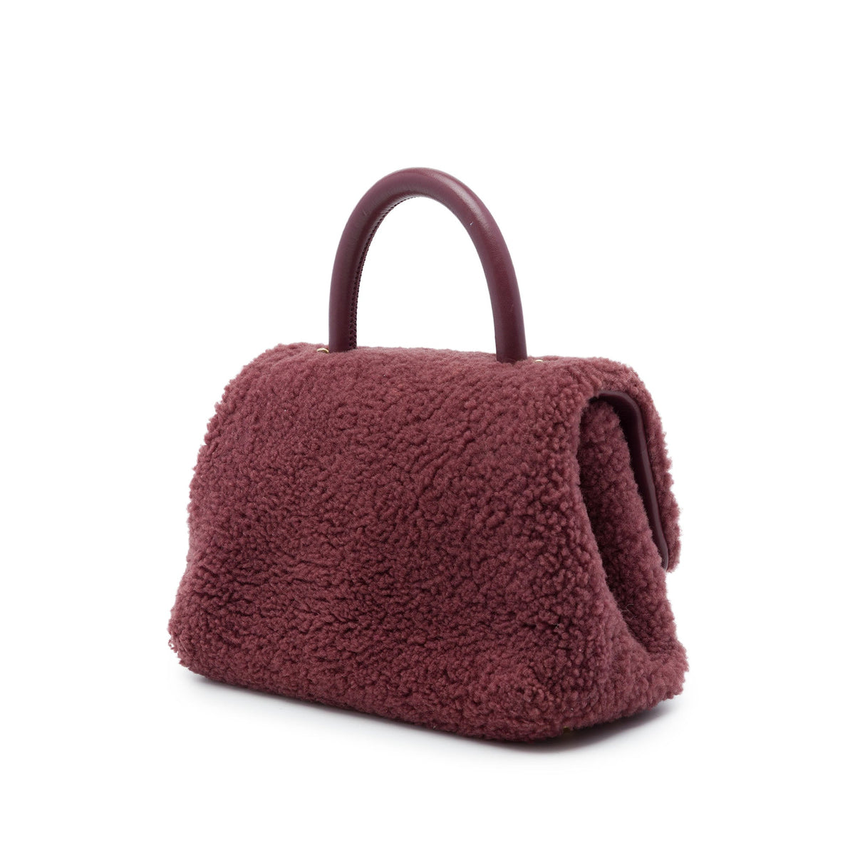 Chanel Small Shearling Coco Top Handle Bag — Red