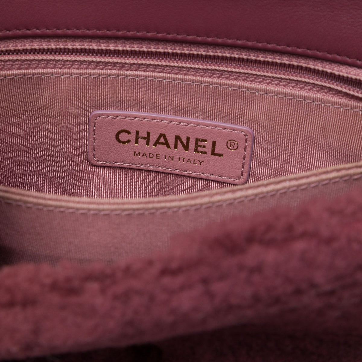Chanel Small Shearling Coco Top Handle Bag — Red