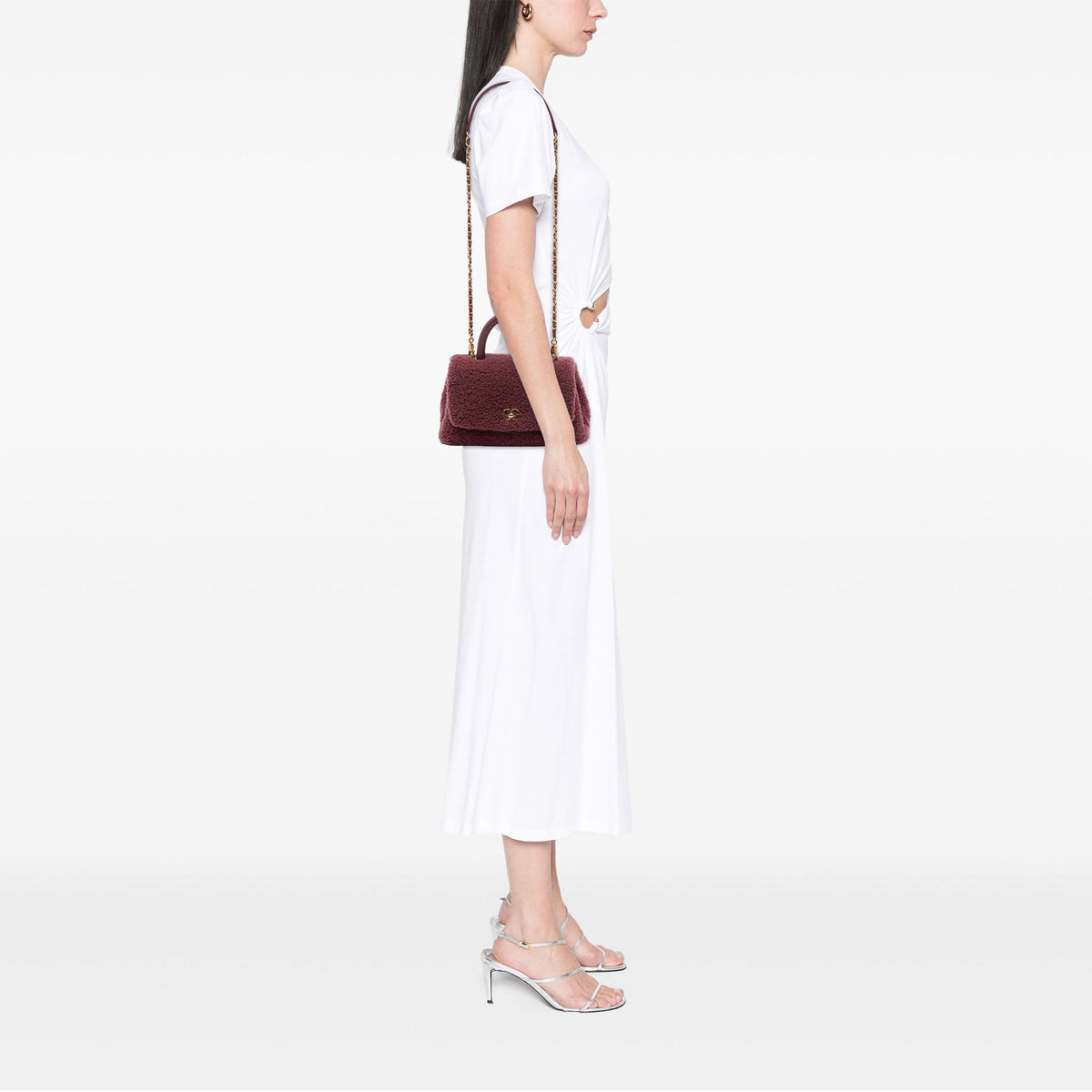 Chanel Small Shearling Coco Top Handle Bag — Red