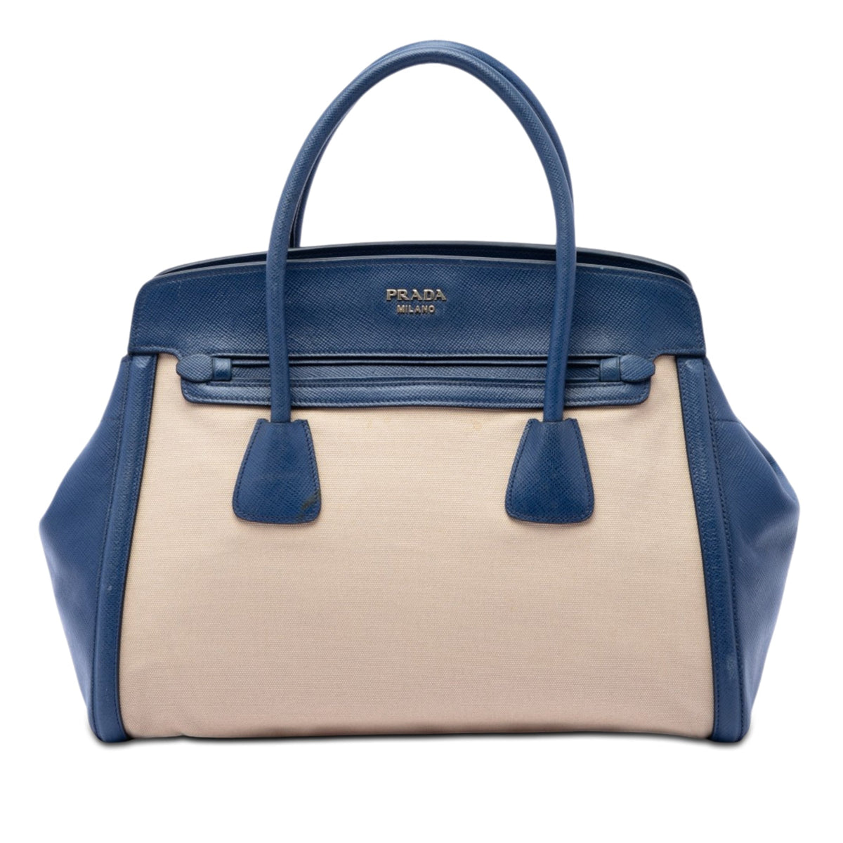 Prada Saffiano Cuir Trimmed Canapa Satchel