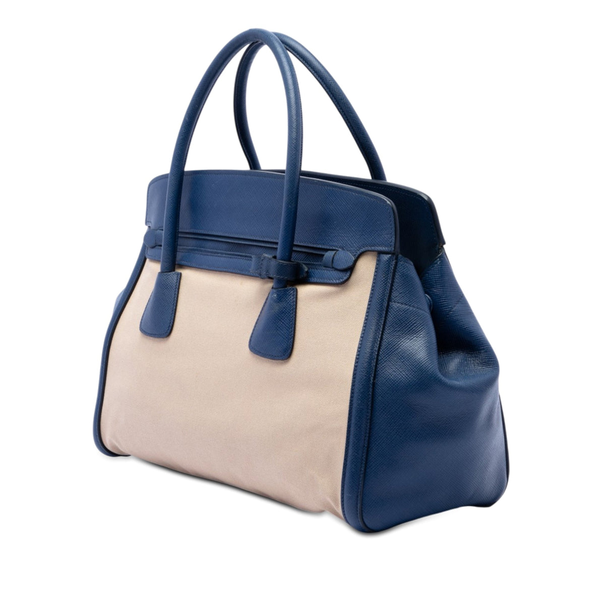 Prada Saffiano Cuir Trimmed Canapa Satchel