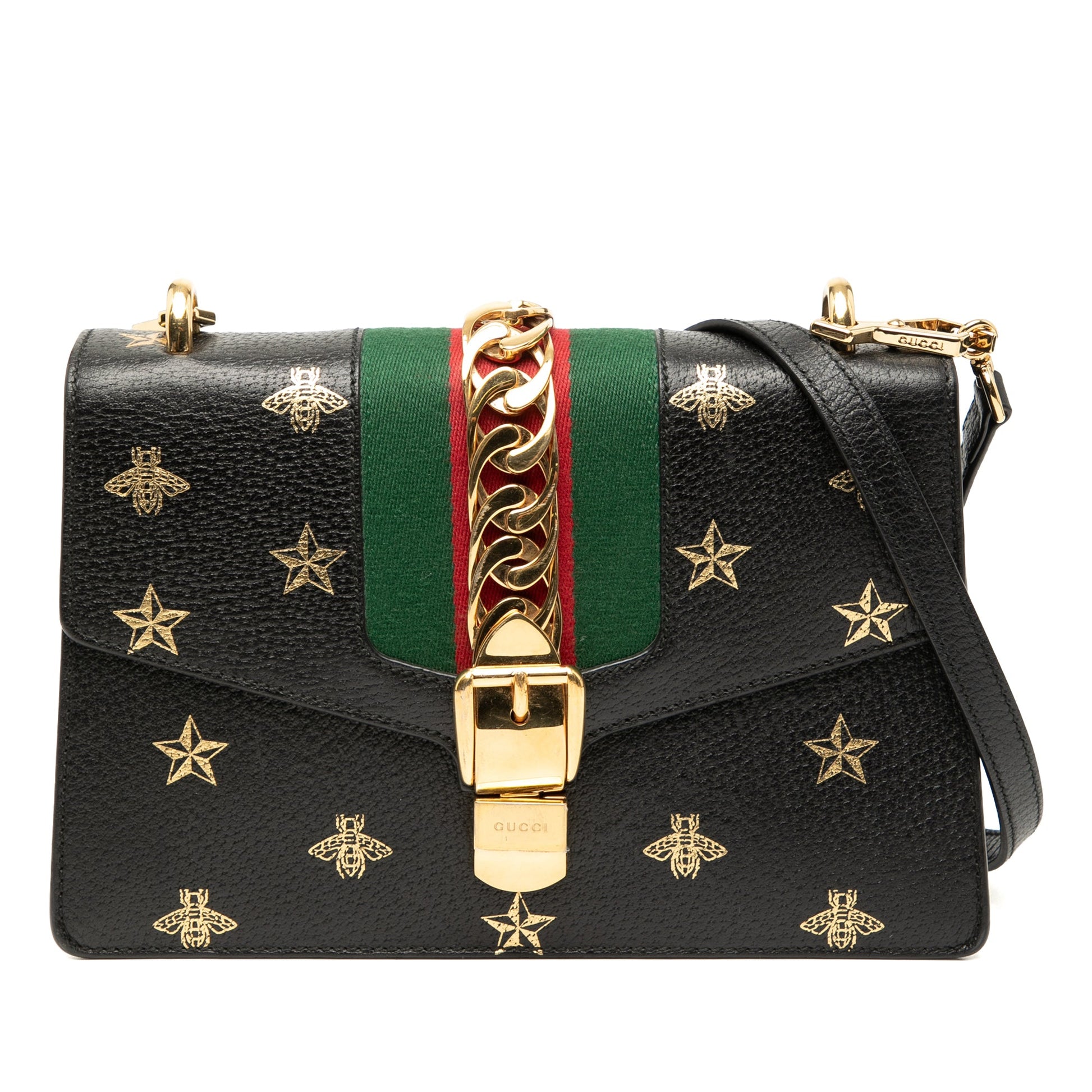 Gucci Small Leather Bee Star Sylvie Satchel