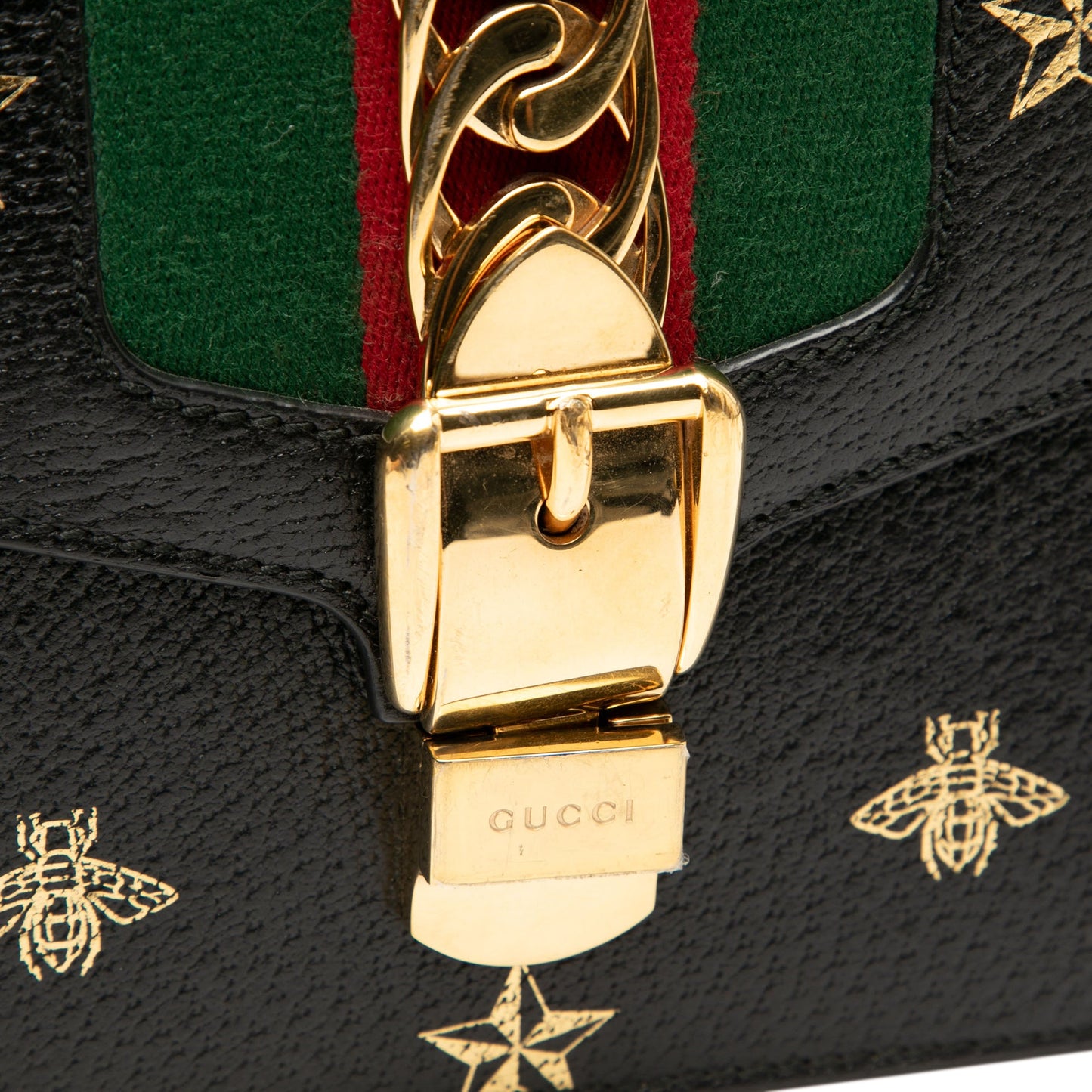 Gucci Small Leather Bee Star Sylvie Satchel