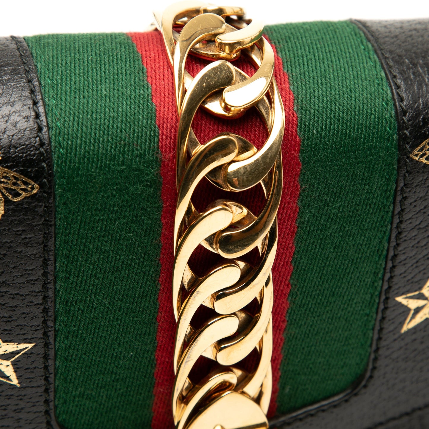 Gucci Small Leather Bee Star Sylvie Satchel