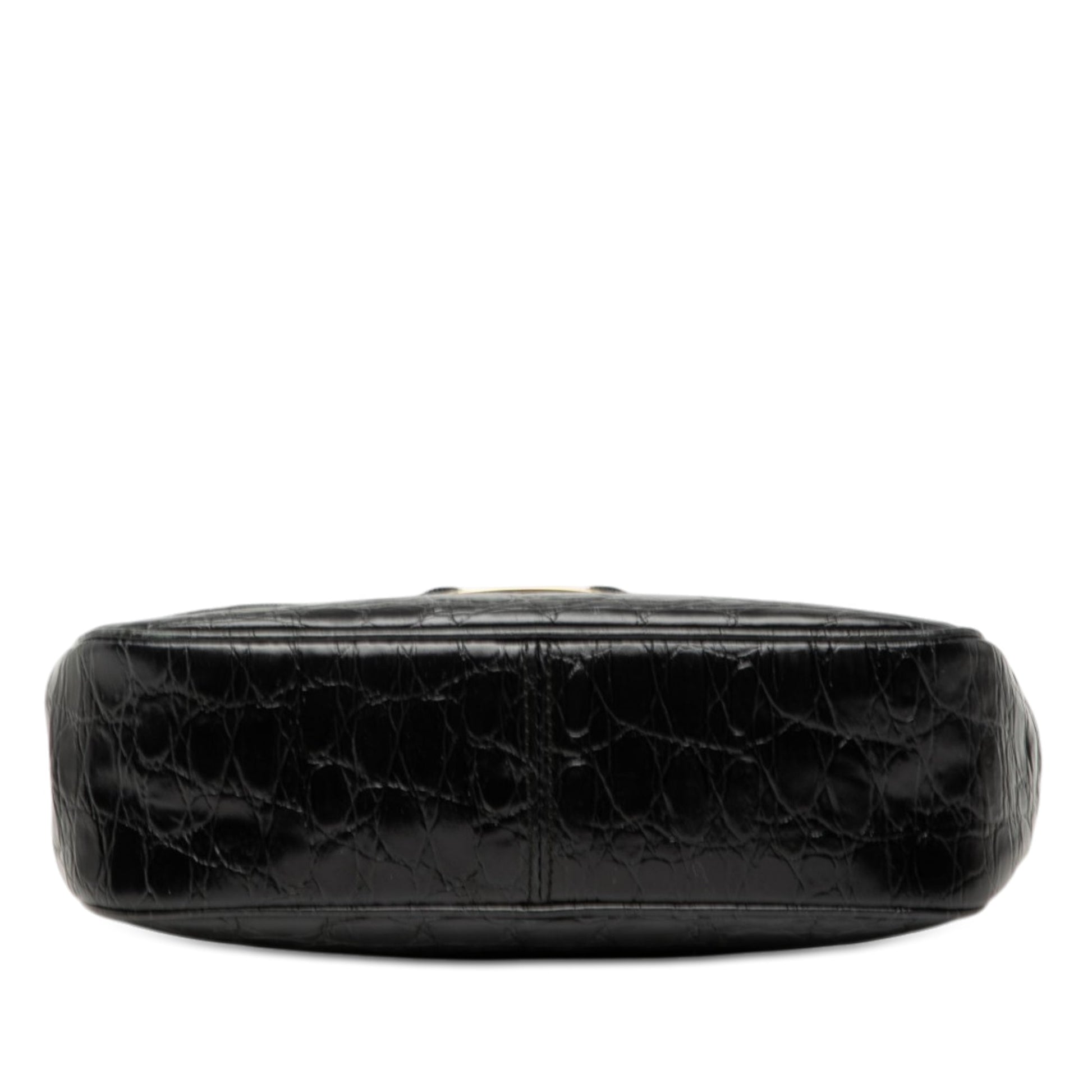 Ferragamo Croc Embossed Vara Bow Top Handle Bag