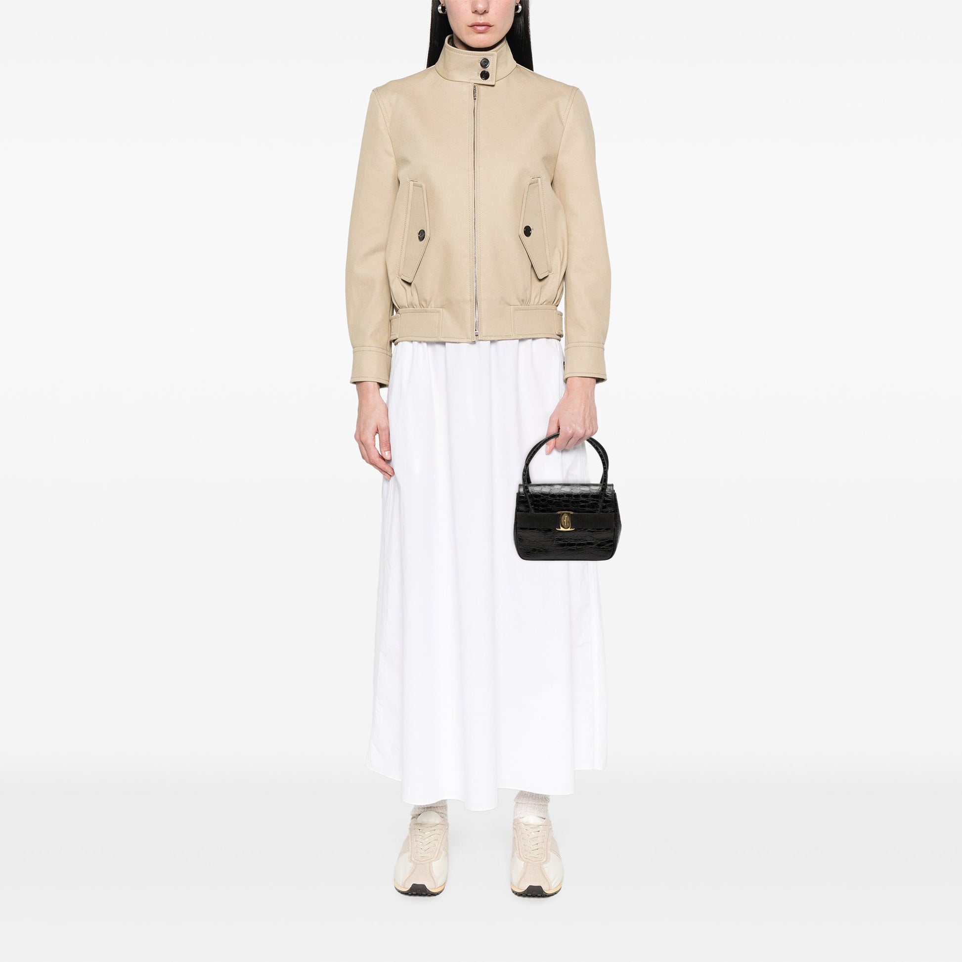 Ferragamo Croc Embossed Vara Bow Top Handle Bag