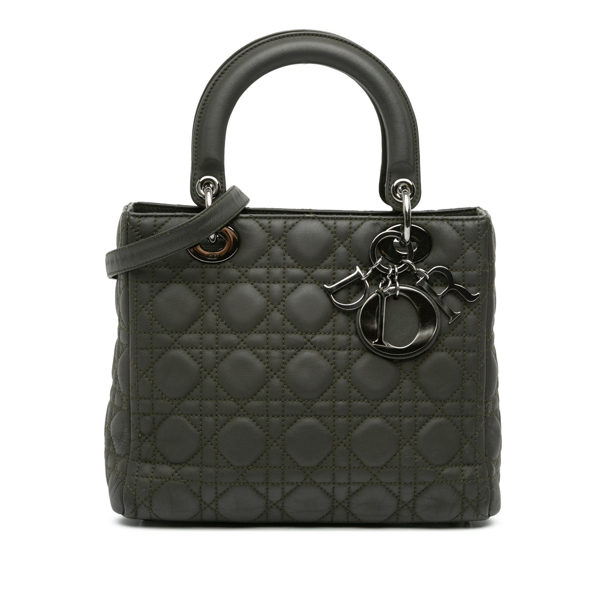 Dior Medium Lambskin Cannage Lady Dior — Brown