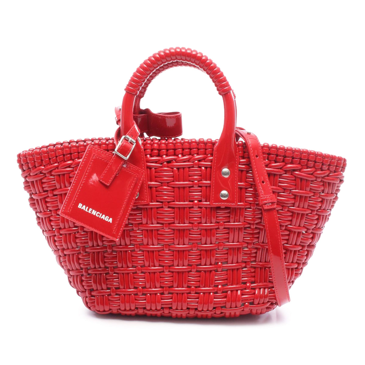 Balenciaga Faux Leather Bistro Panier XS — Red