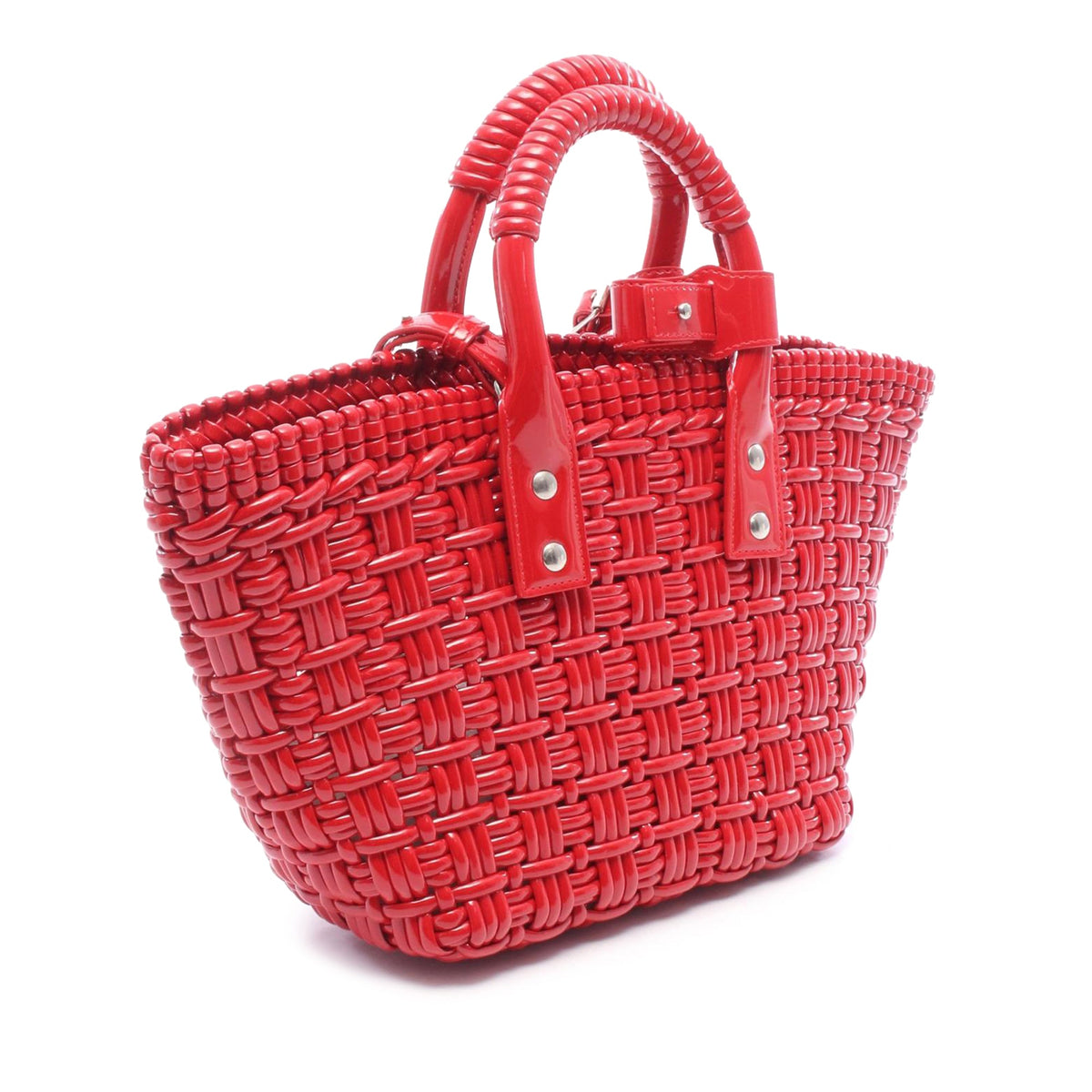 Balenciaga Faux Leather Bistro Panier XS — Red