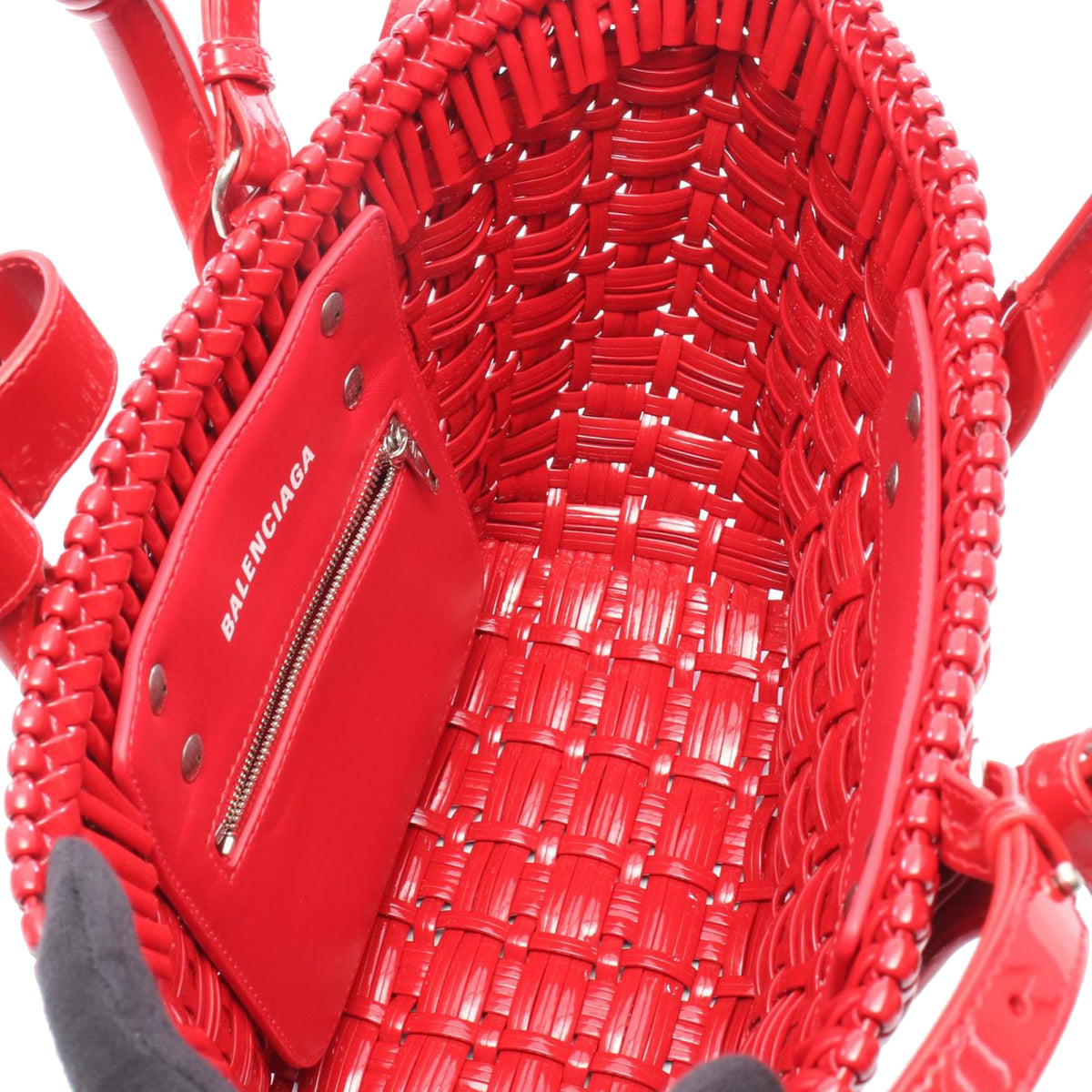 Balenciaga Faux Leather Bistro Panier XS — Red
