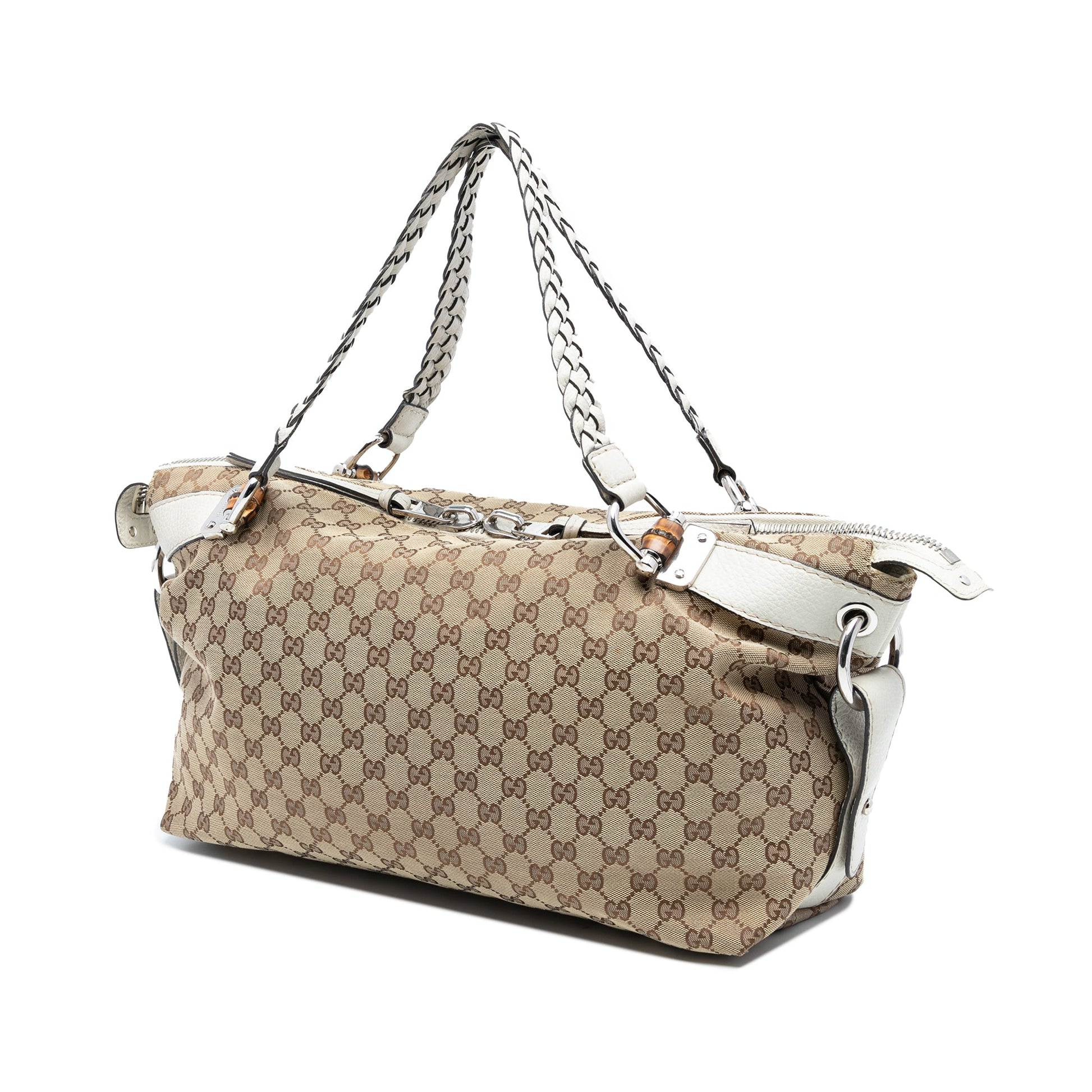 Gucci Medium GG Canvas Bamboo Bar Tote