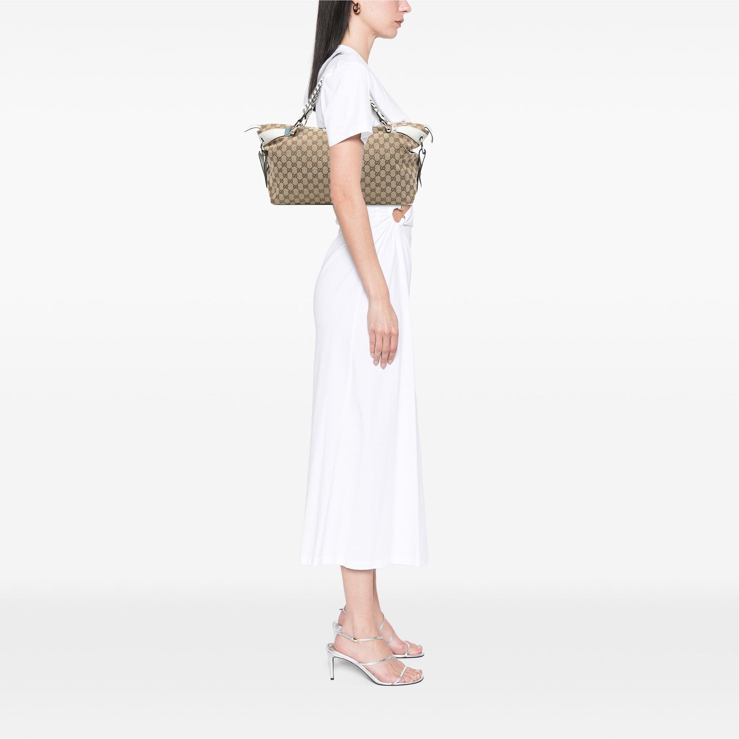Gucci Medium GG Canvas Bamboo Bar Tote