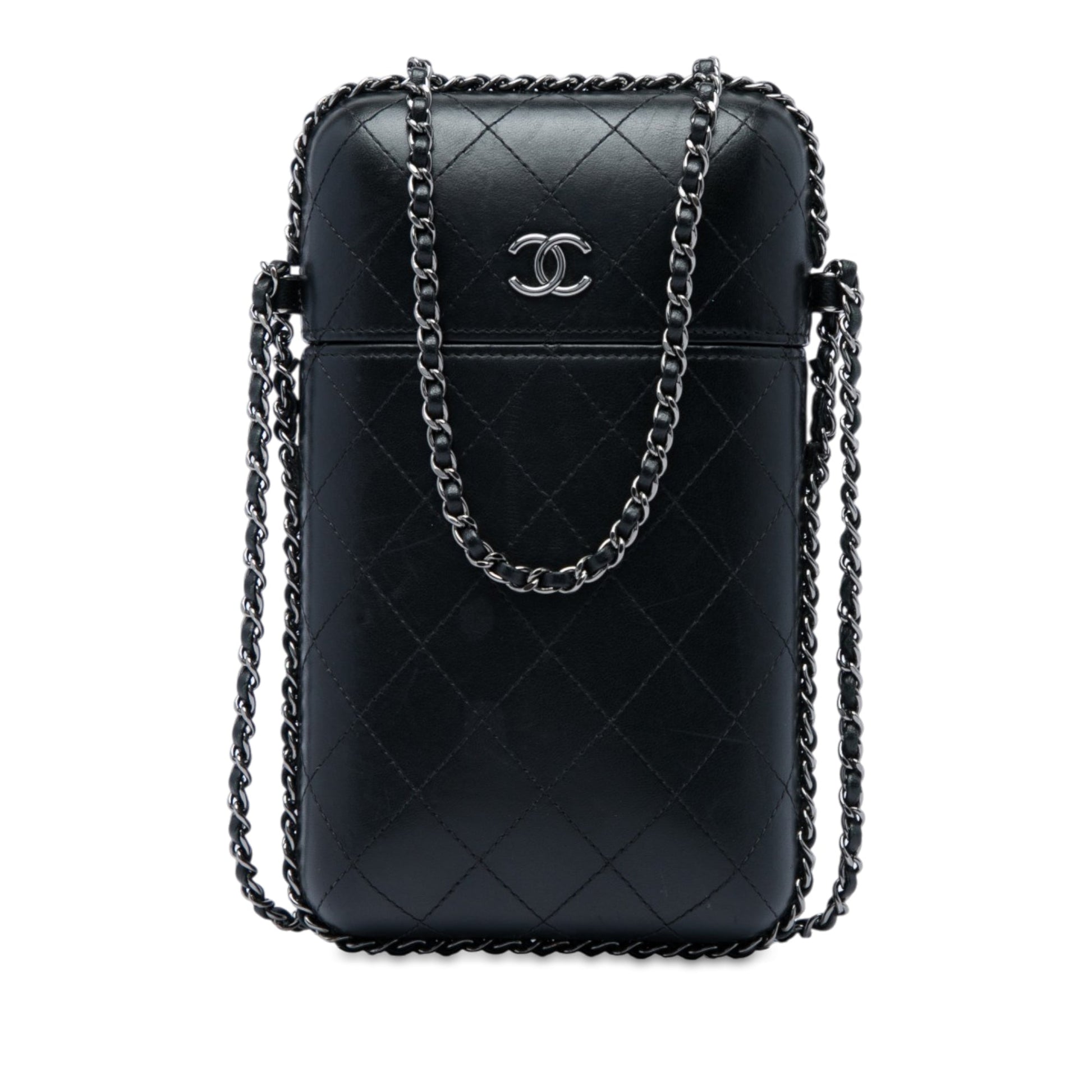 Chanel CC Quilted Lambskin Chain Around Phone Holder