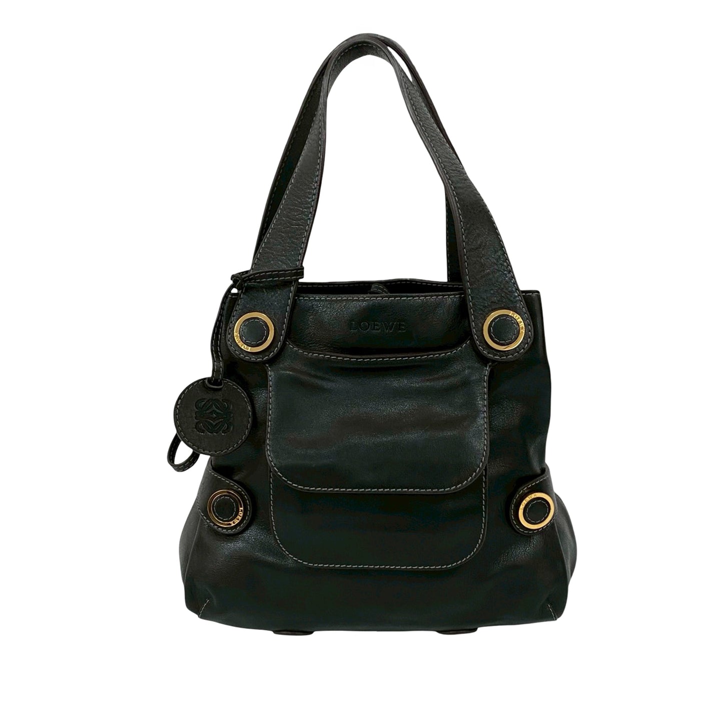 LOEWE Leather Anagram Drawstring Shoulder Bag