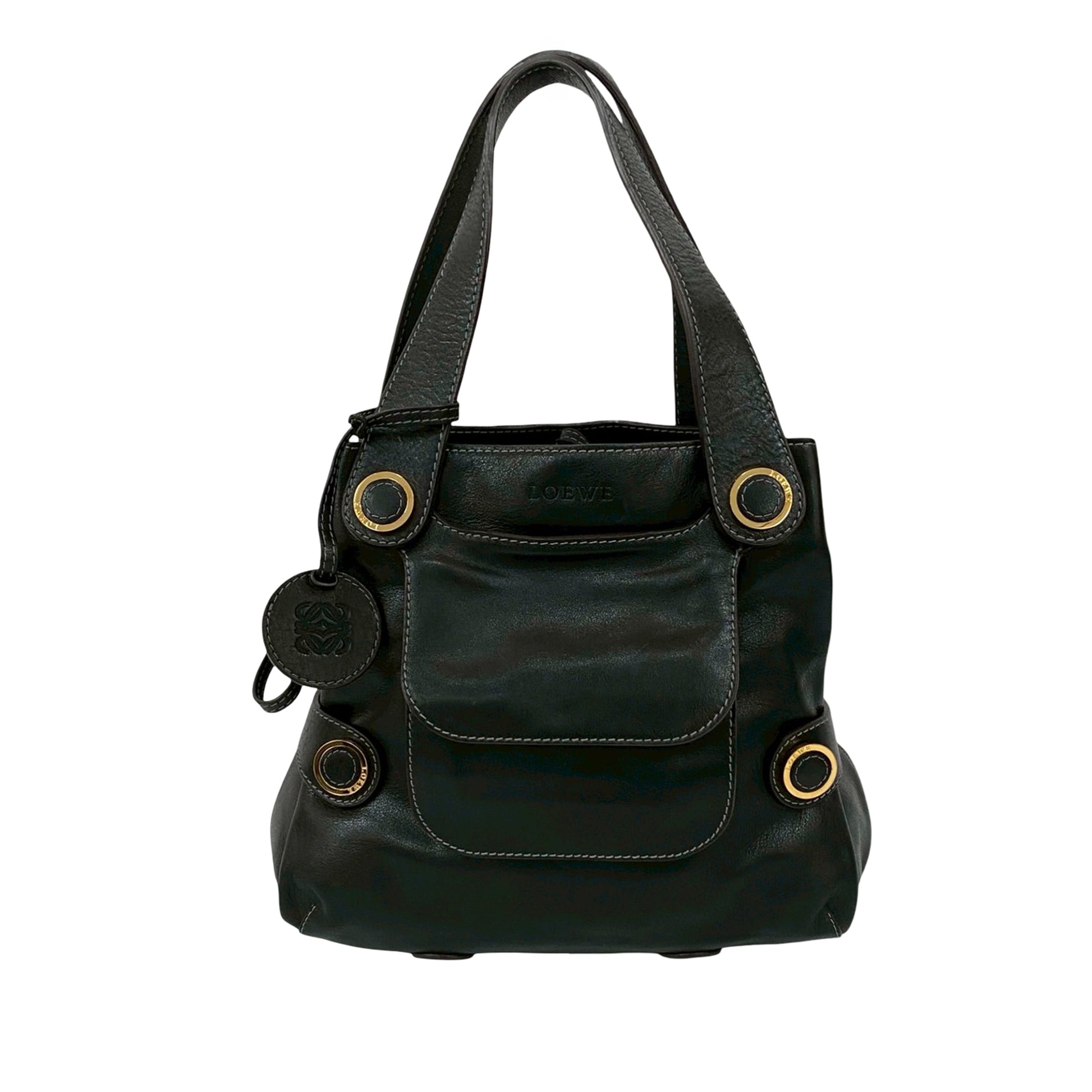 LOEWE Leather Anagram Drawstring Shoulder Bag