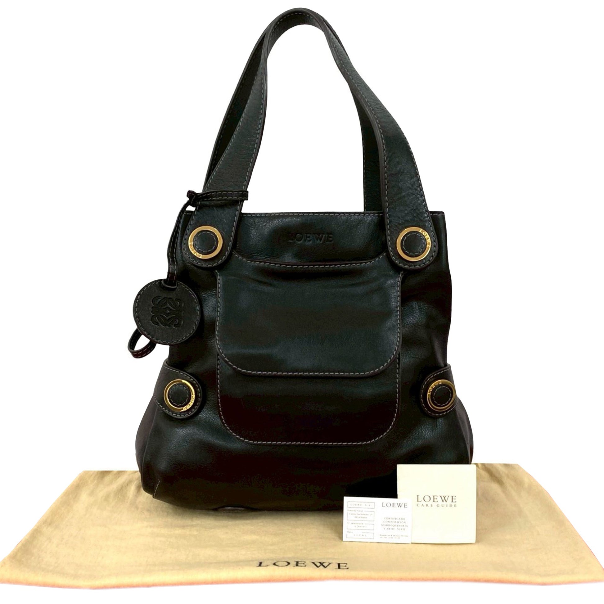 LOEWE Leather Anagram Drawstring Shoulder Bag