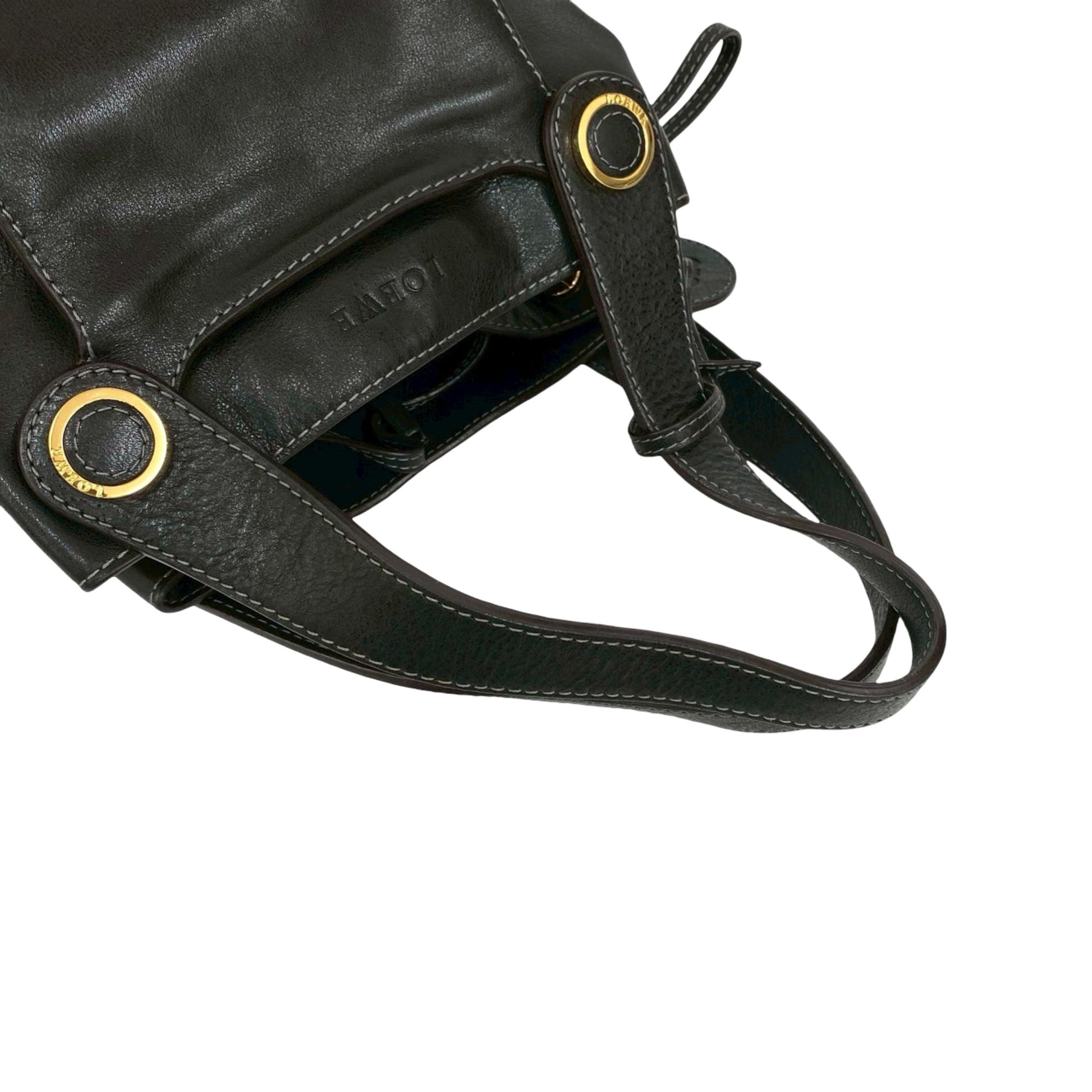 LOEWE Leather Anagram Drawstring Shoulder Bag