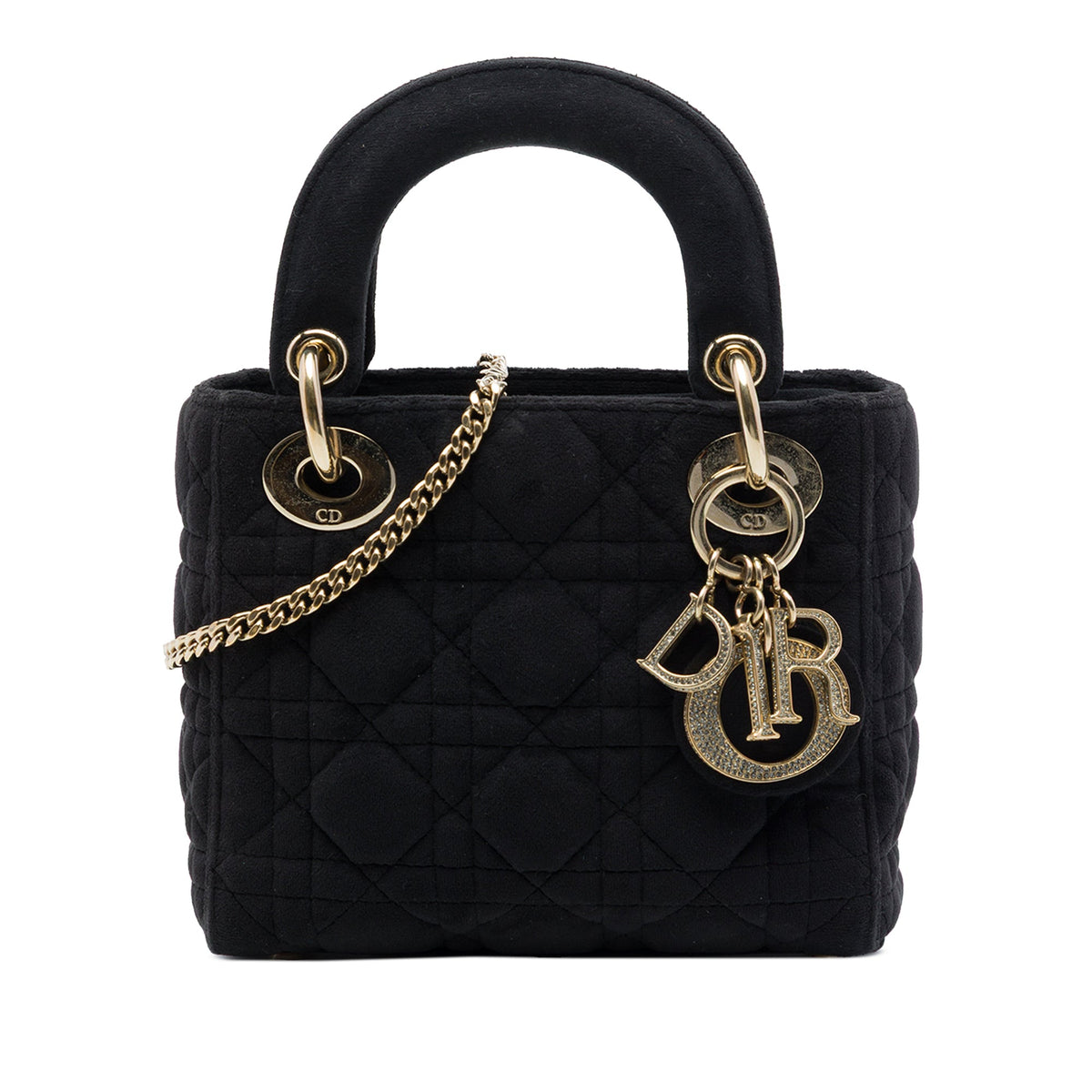 Dior Mini Velvet Cannage Lady Dior — Black