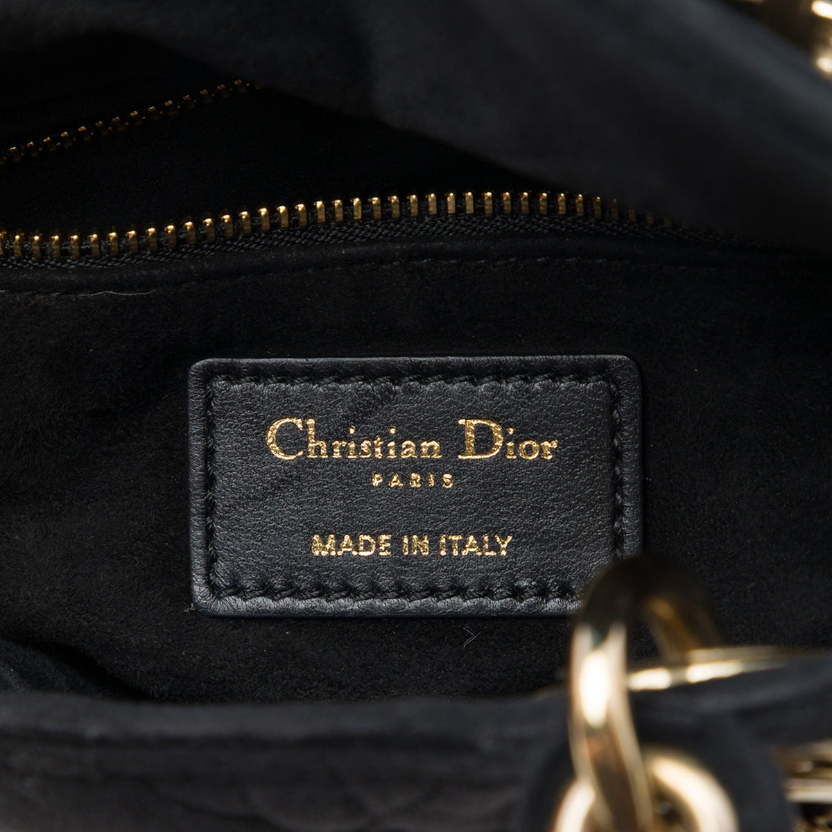 Dior Mini Velvet Cannage Lady Dior — Black