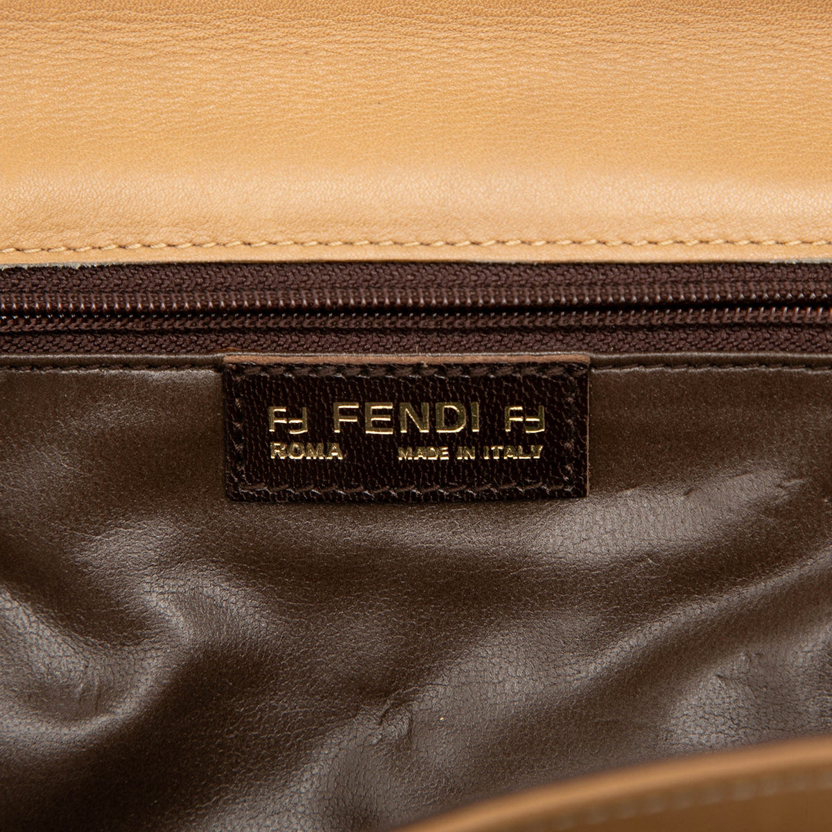 Fendi Croc Embossed Trimmed Leather Crossbody — Brown