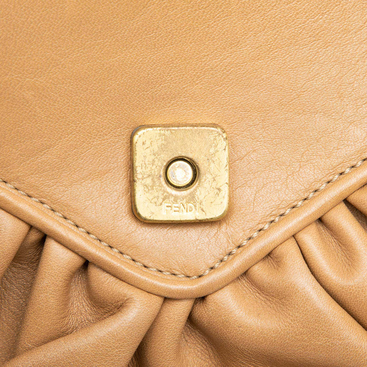 Fendi Croc Embossed Trimmed Leather Crossbody — Brown