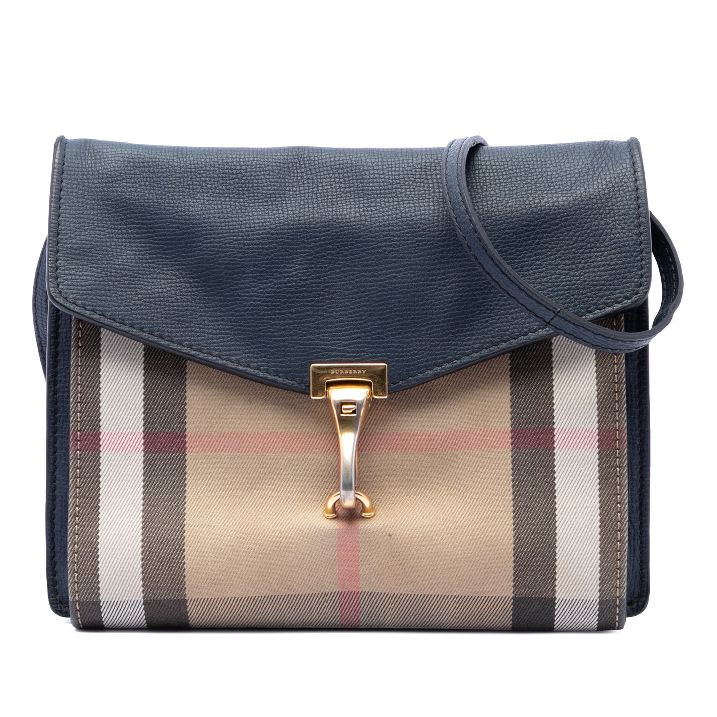 Burberry Small Leather and House Check Canvas Derby Macken Crossbody