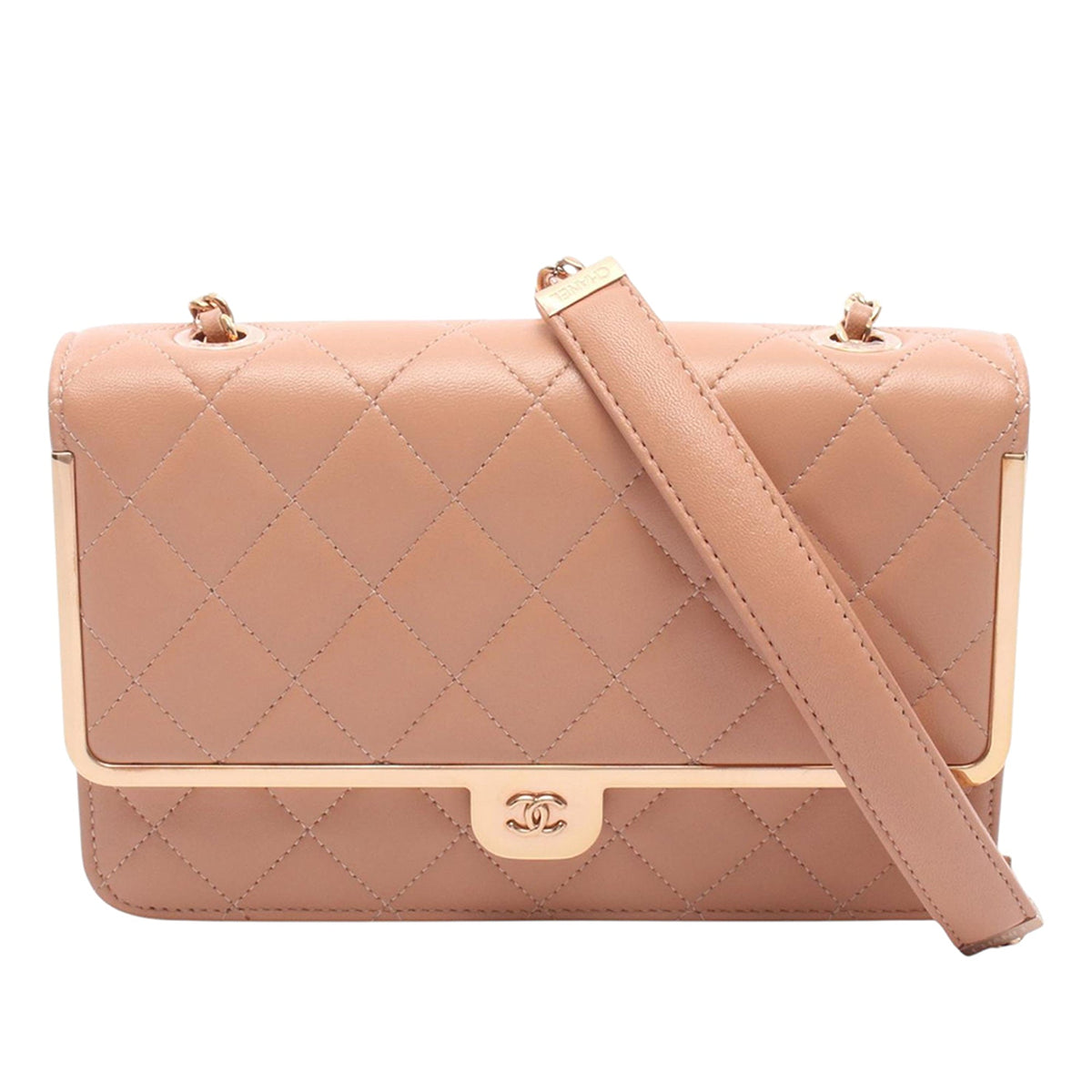 Chanel CC Quilted Lambskin Frame Wallet On Chain