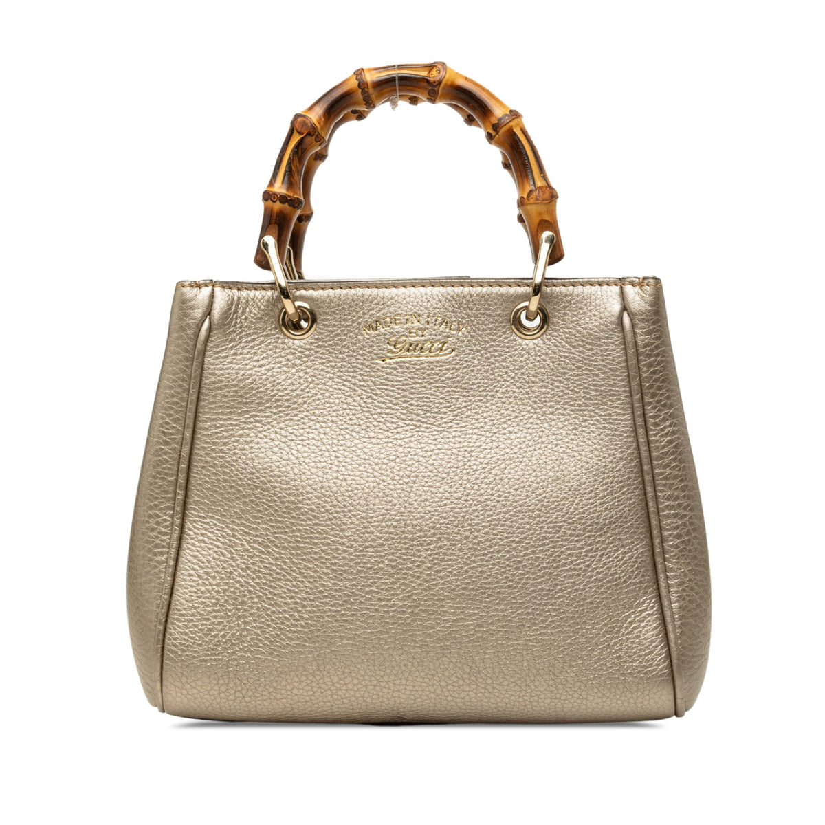 Gucci Mini Calfskin Bamboo Shopper Satchel — Gold