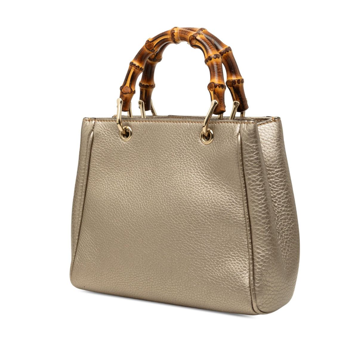 Gucci Mini Calfskin Bamboo Shopper Satchel — Gold