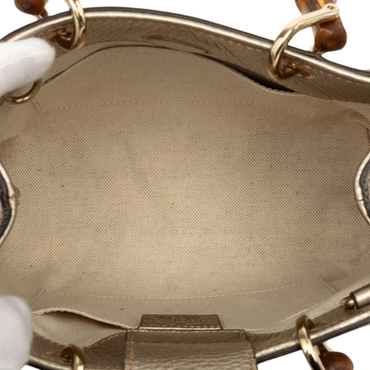 Gucci Mini Calfskin Bamboo Shopper Satchel — Gold