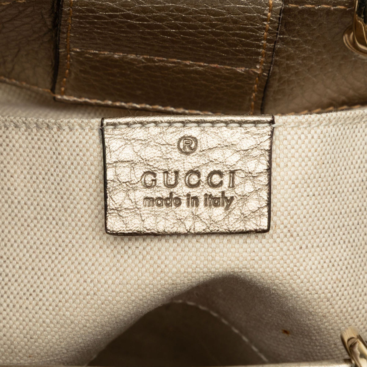 Gucci Mini Calfskin Bamboo Shopper Satchel — Gold