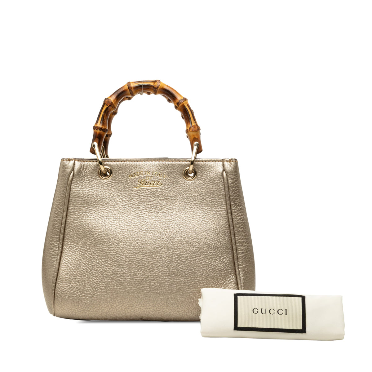 Gucci Mini Calfskin Bamboo Shopper Satchel — Gold