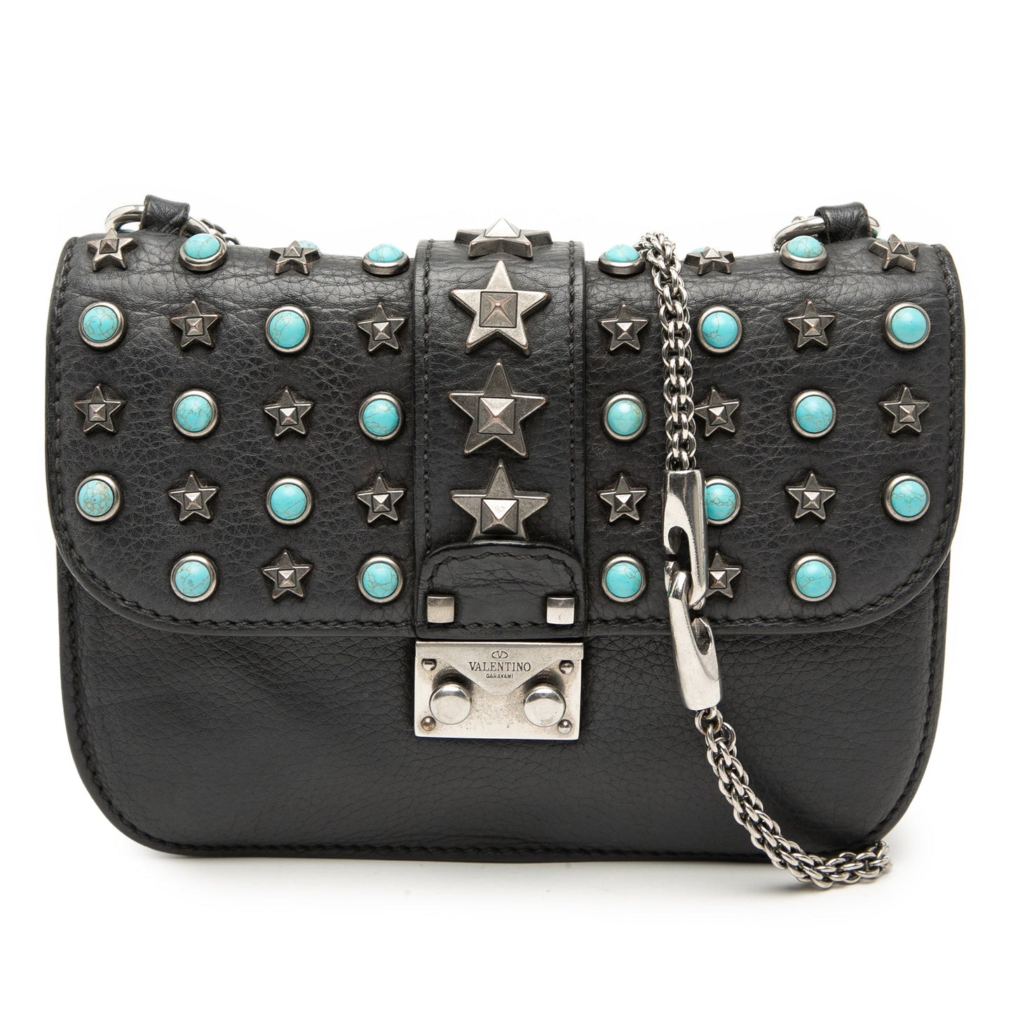 Small Leather Star Rockstud Glam Lock Crossbody