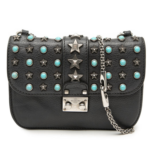 Small Leather Star Rockstud Glam Lock Crossbody