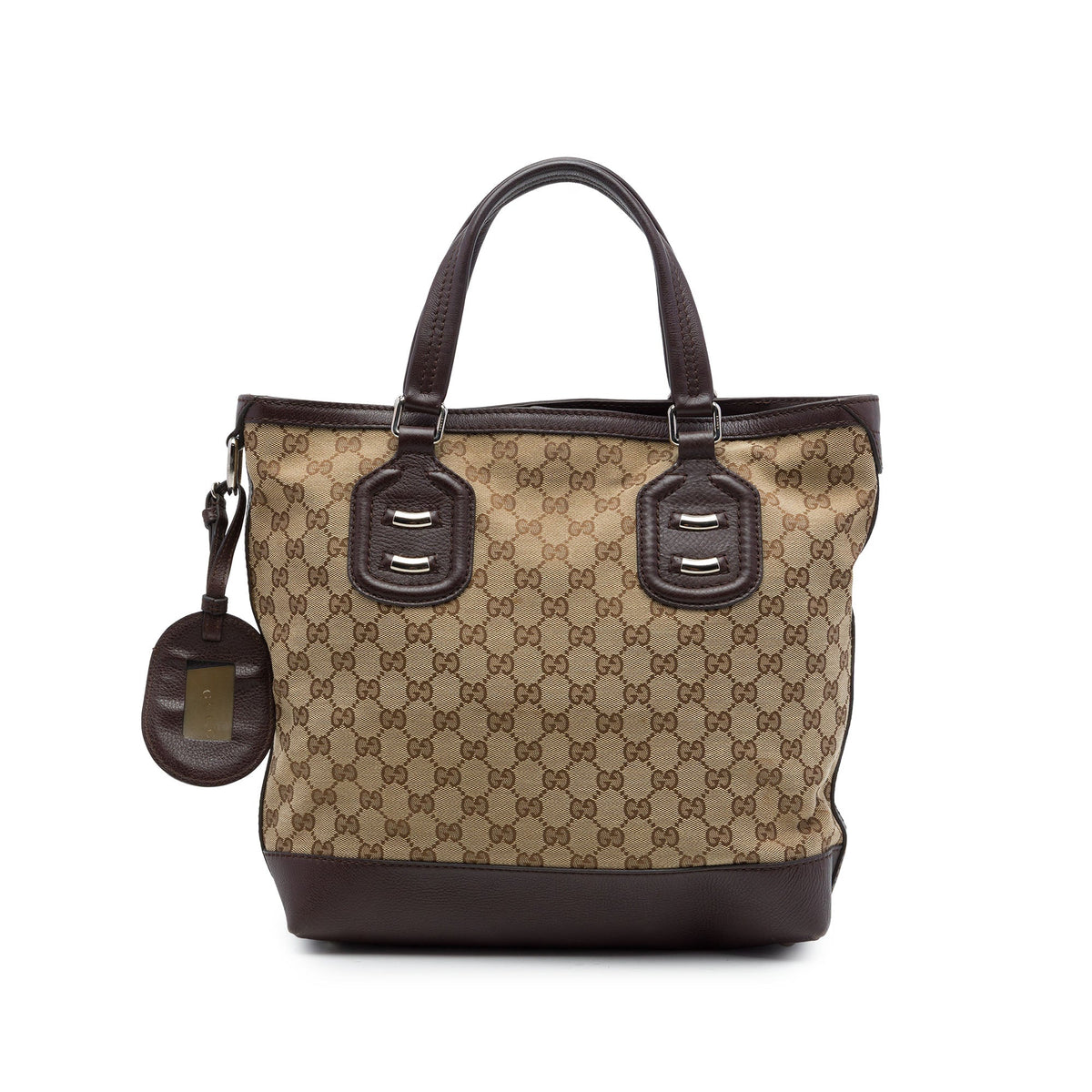 Gucci GG Canvas Techno Tag Tote — Beige