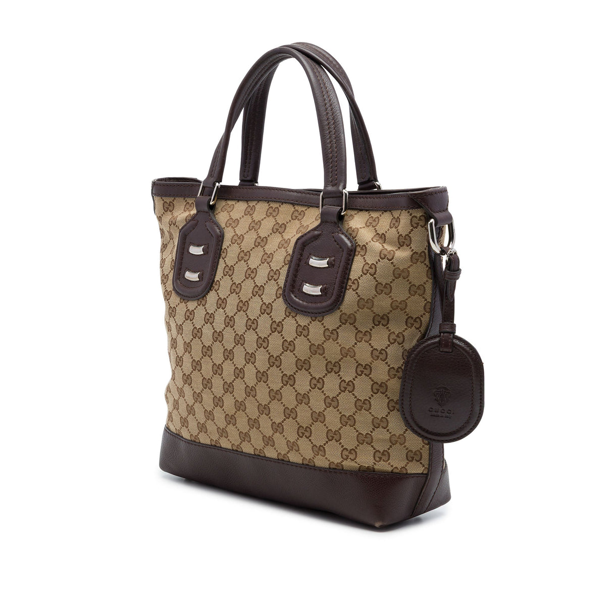 Gucci GG Canvas Techno Tag Tote — Beige