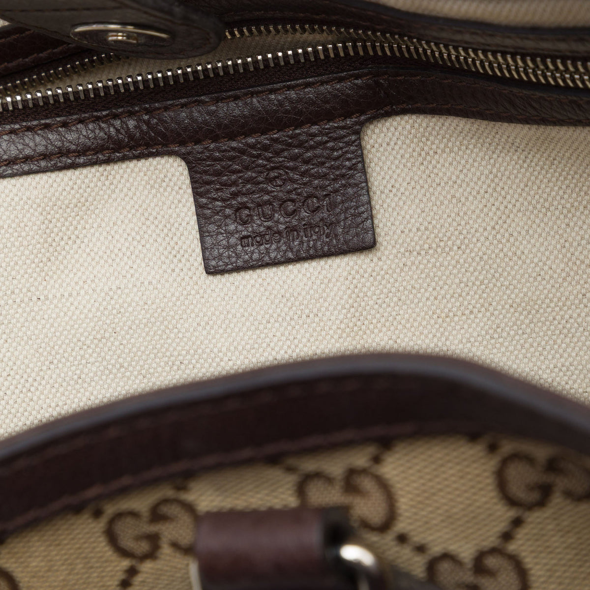 Gucci GG Canvas Techno Tag Tote — Beige