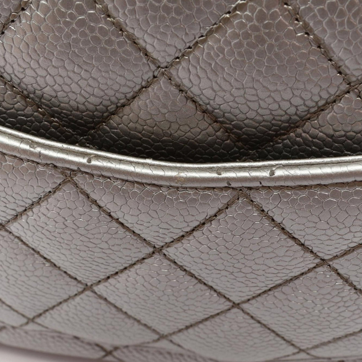 Chanel Mini Square Classic Caviar Single Flap — Silver