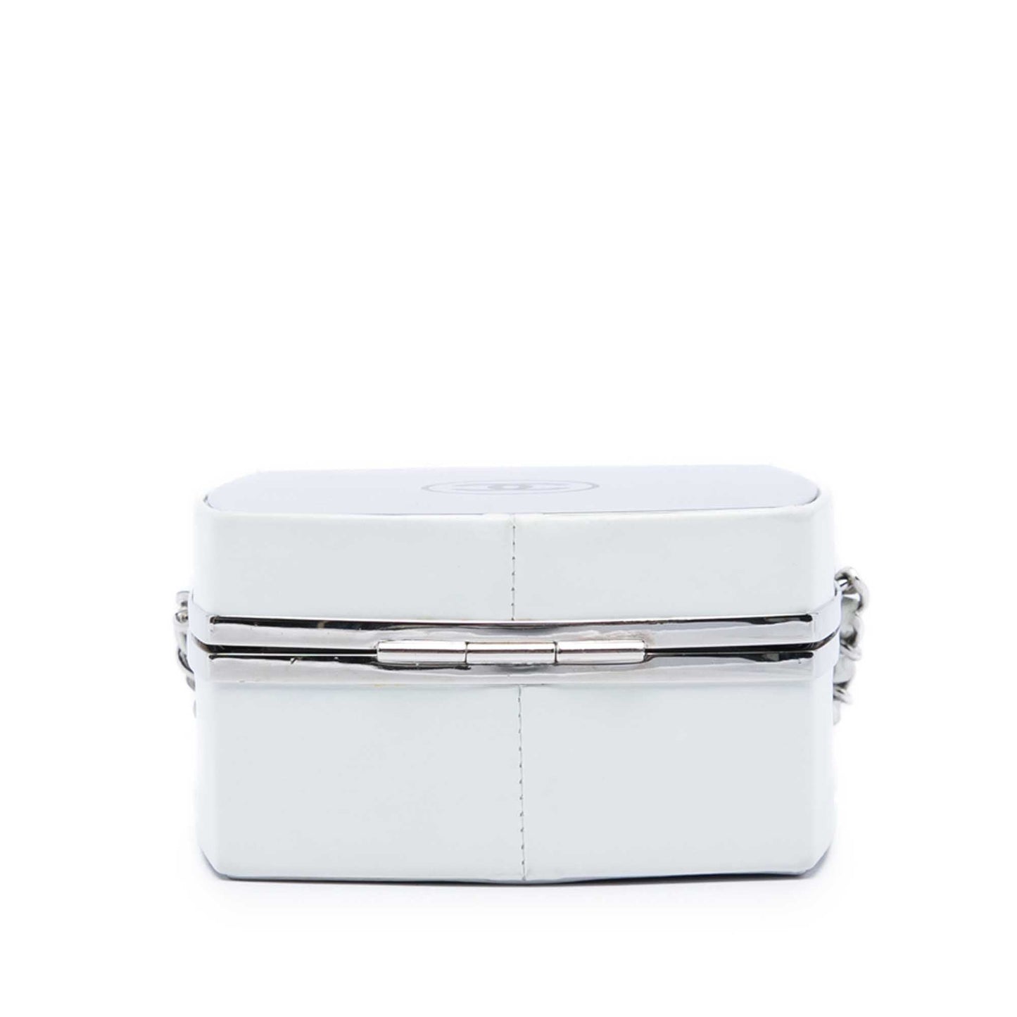 Chanel Patent Goatskin Make Up Box Clutch With Chain