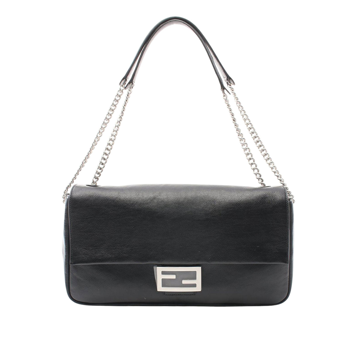 Fendi Large Leather Chain Baguette Shoulder Bag