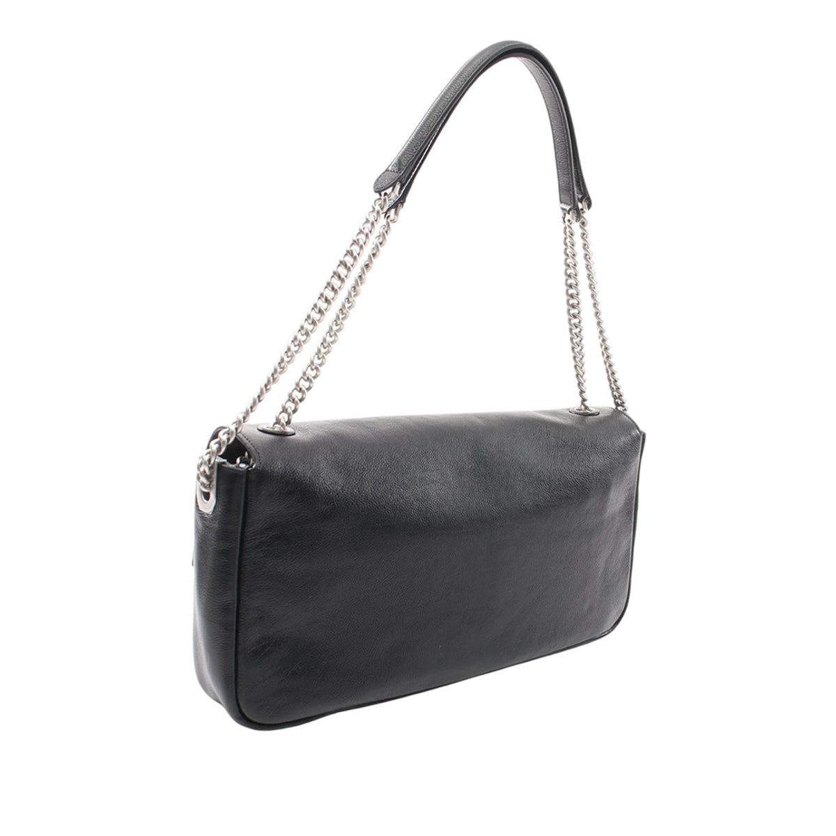 Fendi Large Leather Chain Baguette Shoulder Bag