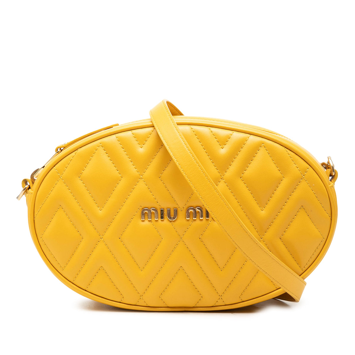 Miu Miu Small Quilted Leather Oval Camera Crossbody