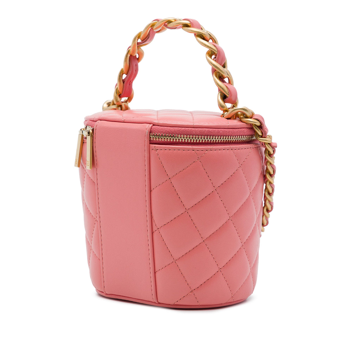 Chanel Quilted Lambskin Afternoon Tea Vanity Case with Chain — Pink