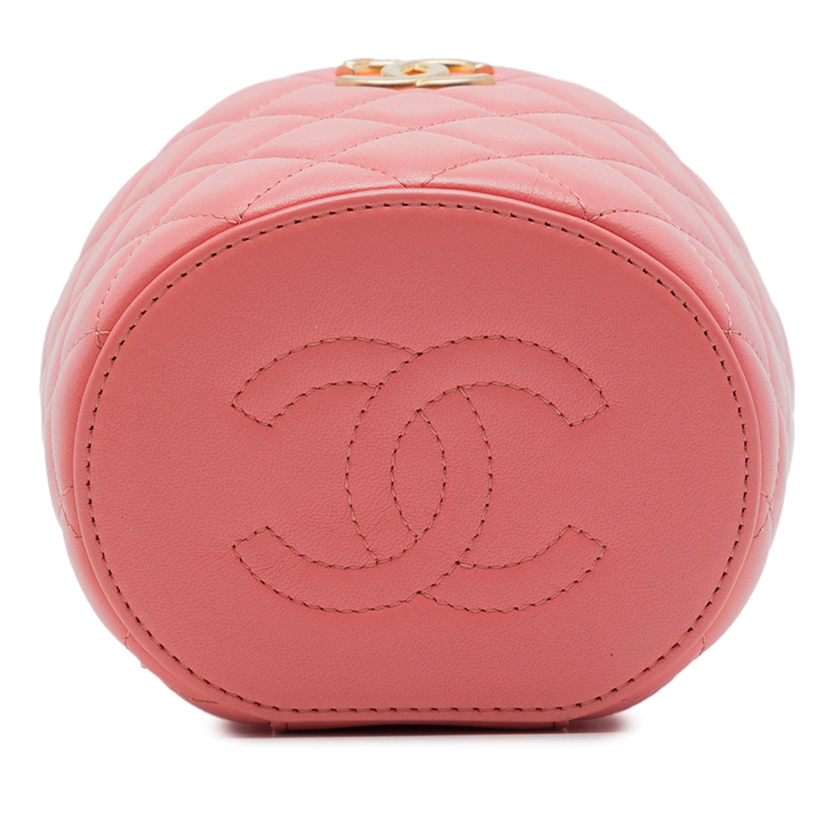 Chanel Quilted Lambskin Afternoon Tea Vanity Case with Chain — Pink