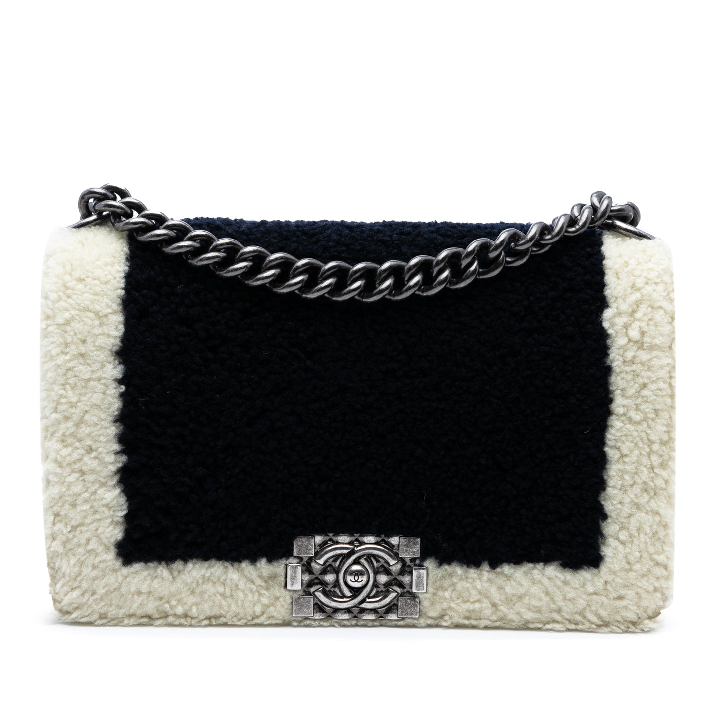 Chanel Medium Bicolor Shearling Boy Flap