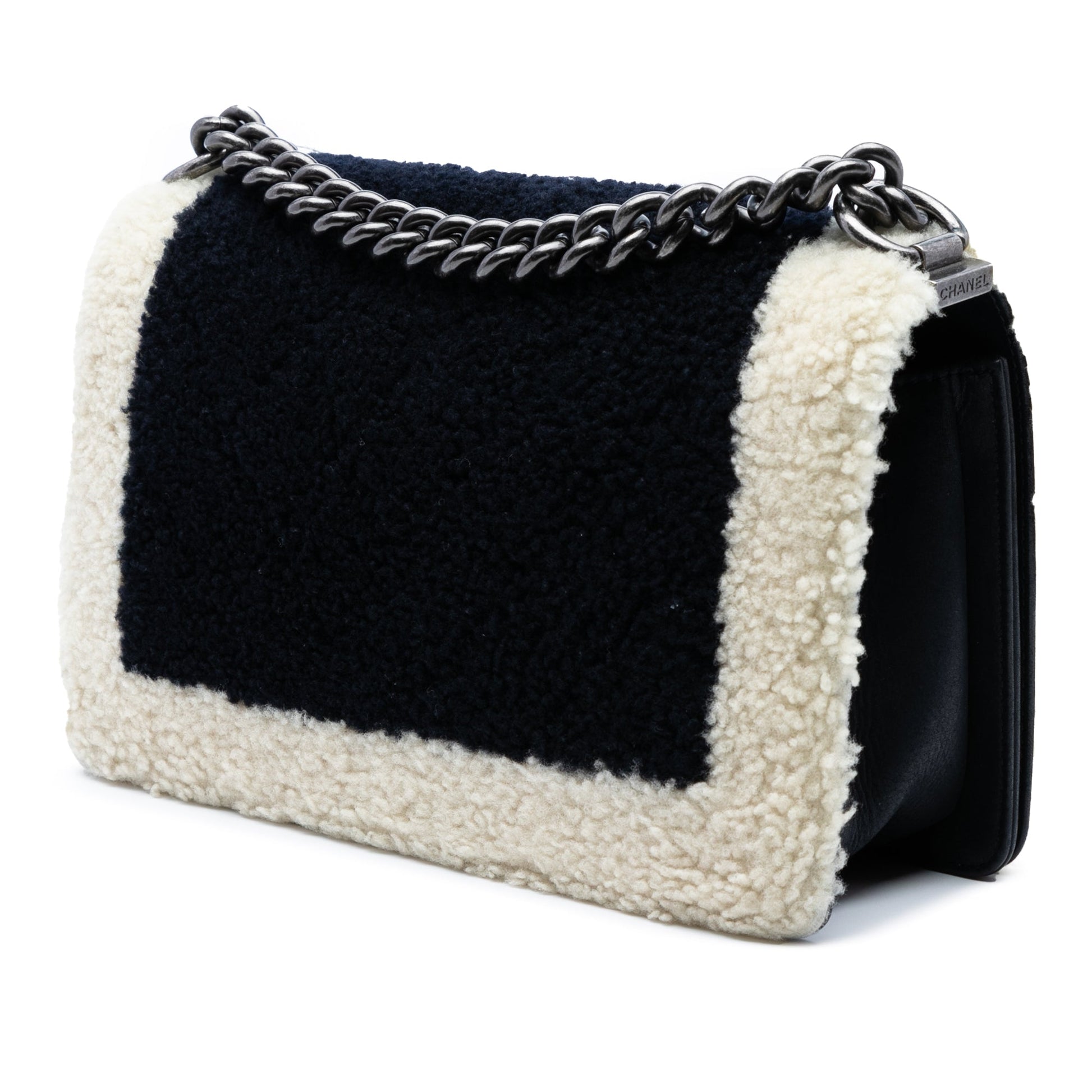 Chanel Medium Bicolor Shearling Boy Flap