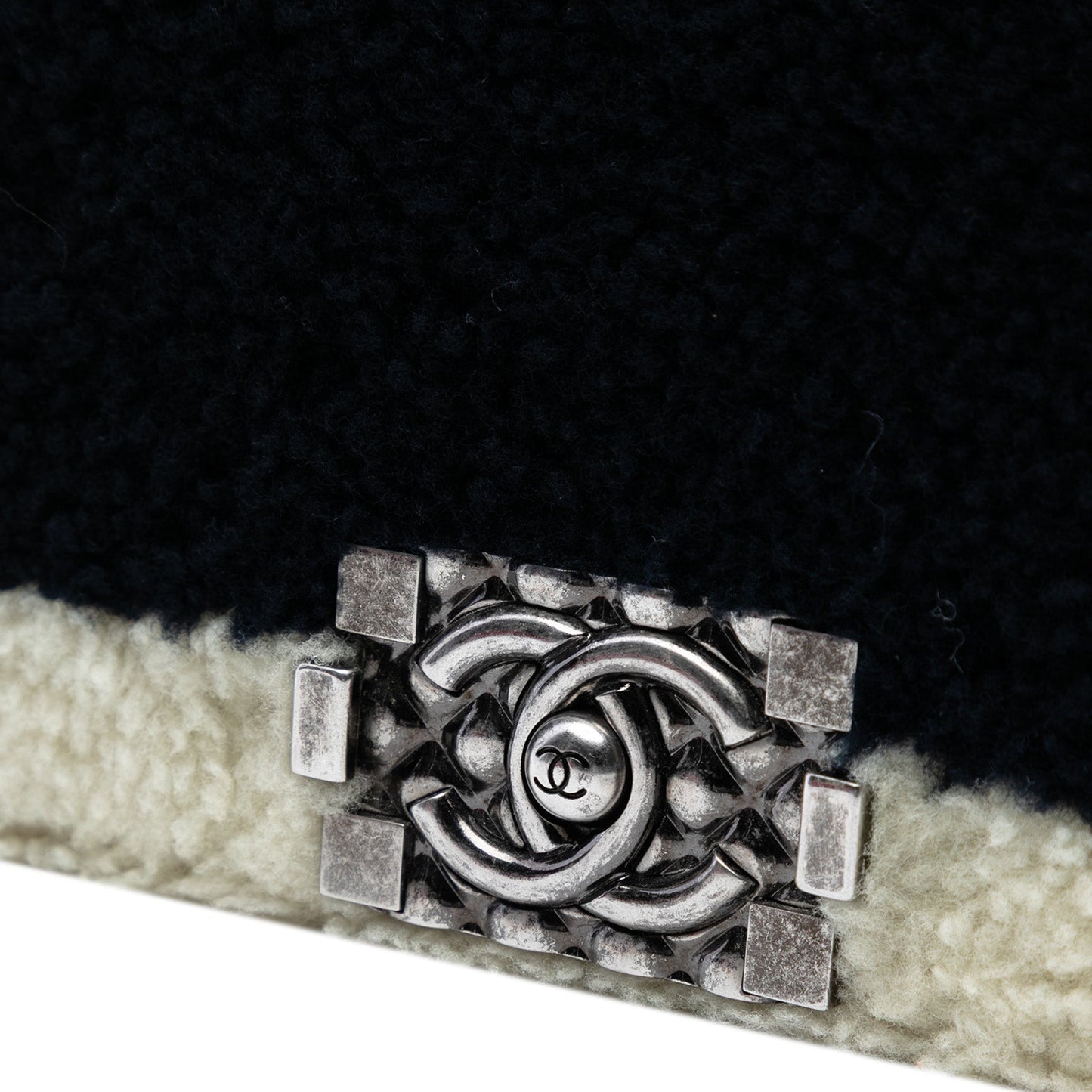 Chanel Medium Bicolor Shearling Boy Flap